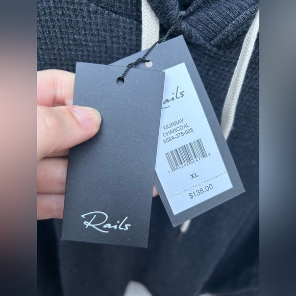 Rails Murray Thermal Knit Hoodie in Charcoal New with Tags! - Picture 4 of 5